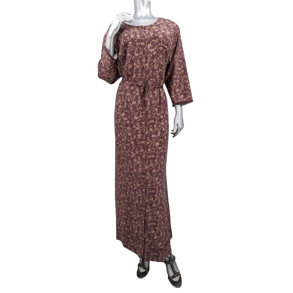 SALE! Vintage 1990's EDDIE BAUER Maxi Dress Velvet Ribbon Mauve Floral XXL Tall